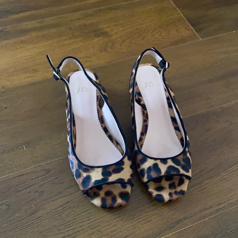 J Crew animal print sling back